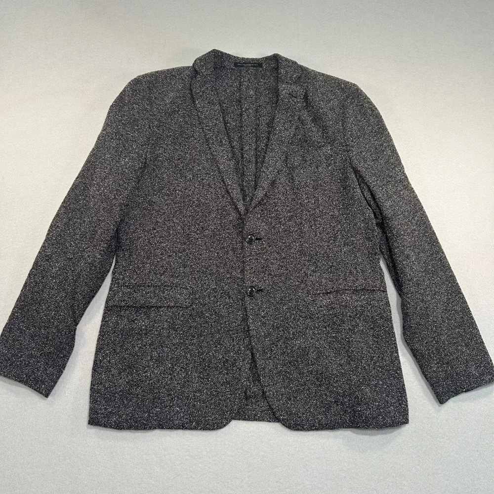 John Varvatos Blazer Mens 42 Black White Knit Salt Pepper 2 Button Sport Coat